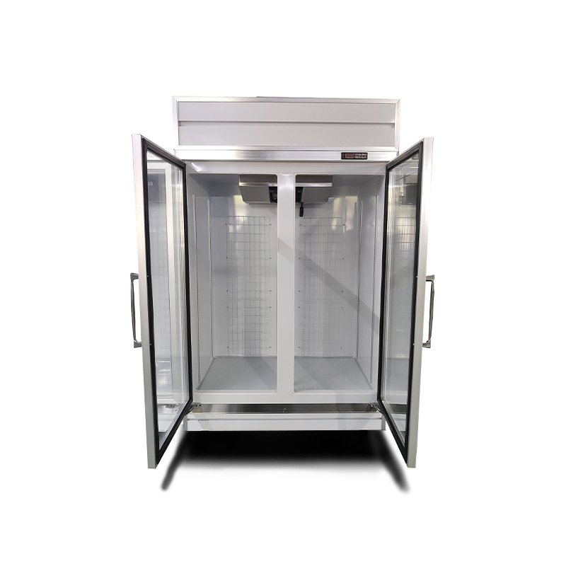 Двухдверный холодильник из нержавеющей стали со стеклянной дверью